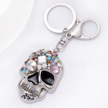 The Pink Pigs Keychain Silver Sparkling Skull Keyring and Punk Style Hand-Bone with Claws-Scary Cute!